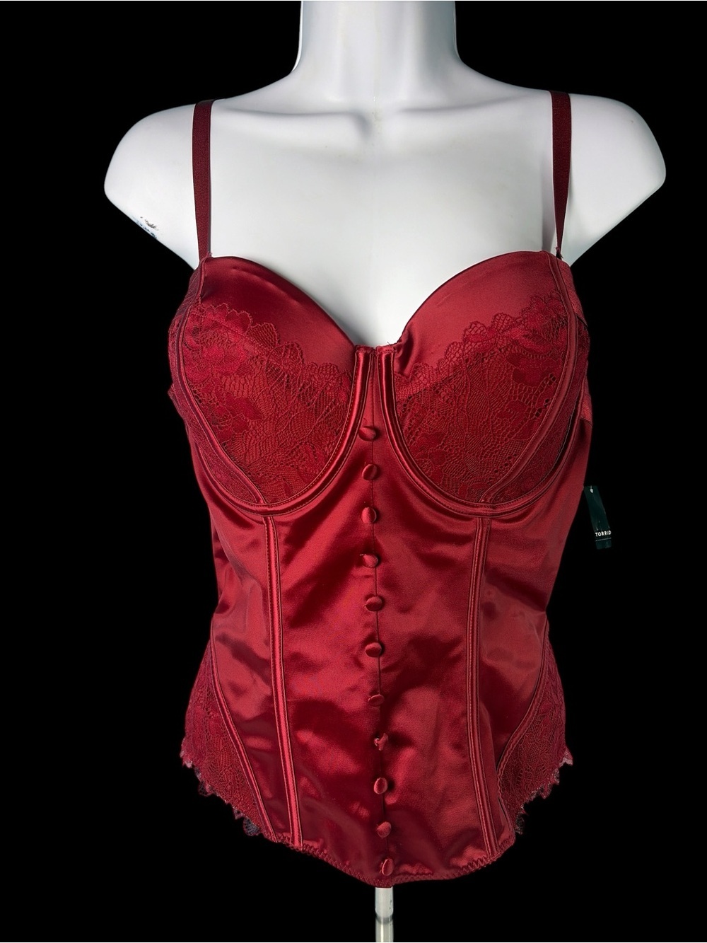 Torrid Satin and Lace Corset 1 Bodysuit Burgundy Underwire Y2K Romantic Goth NWT